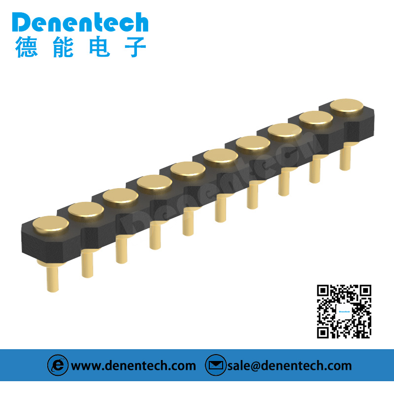 Denentech Gold Plated Electrical Contact 2.00MMH1.27MM single row female straight pogo pin connector 